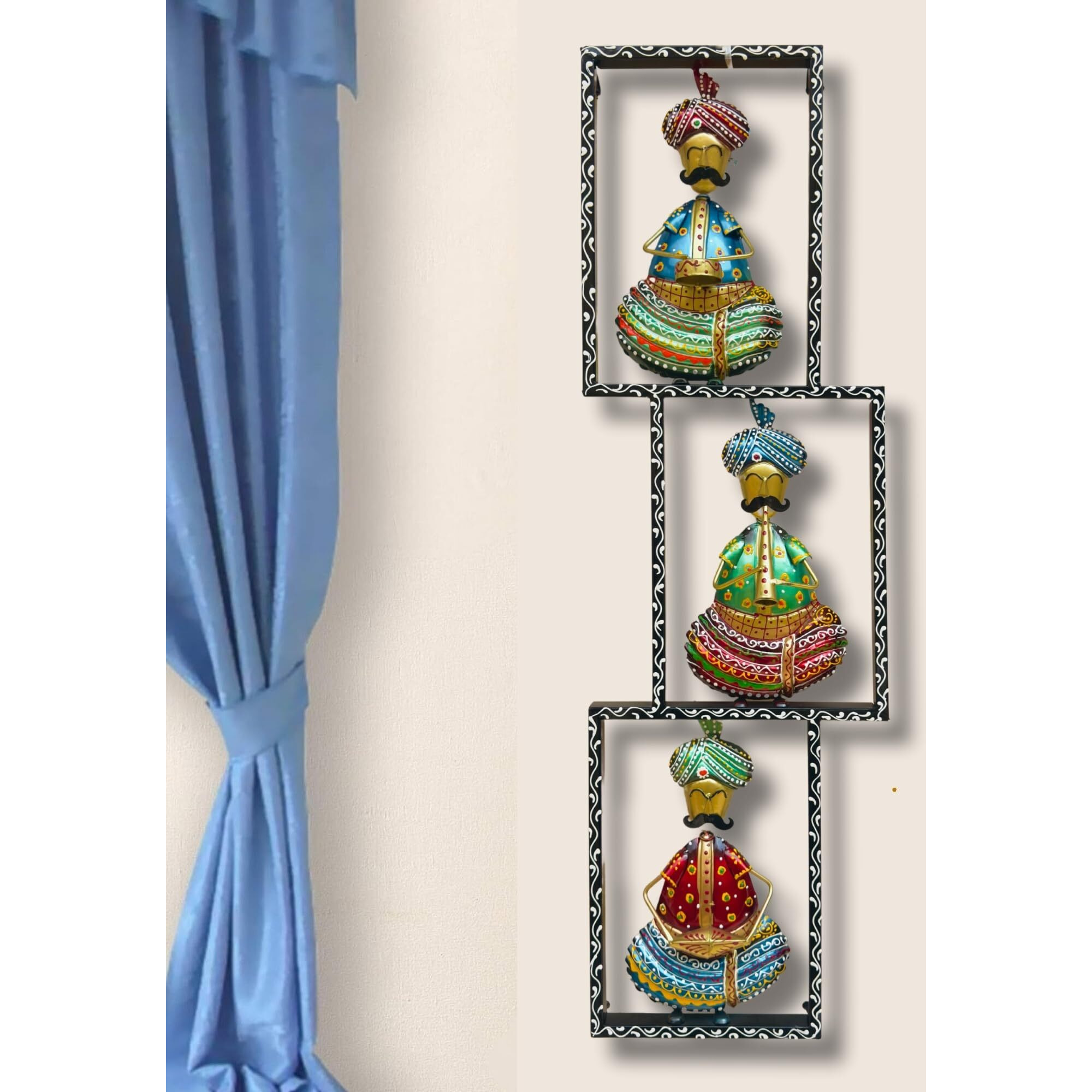 Rsn Metal Wall Decor Rajasthani 3 Moustache Musicians Wall Art/Wall Hanging For Living Room/Bedroom Size-37 X11 Inch