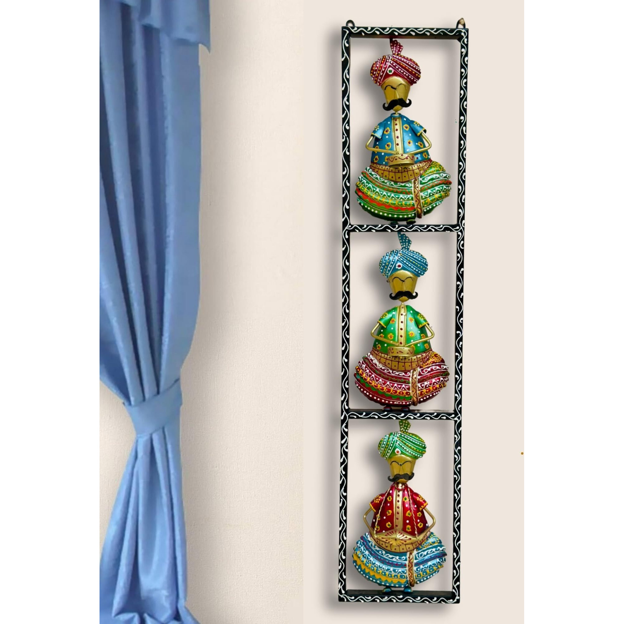 Rsn Metal Wall Decor Rajasthani 3 Moustache Musicians Wall Art/Wall Hanging For Living Room/Bedroom Size-38 X8 Inch