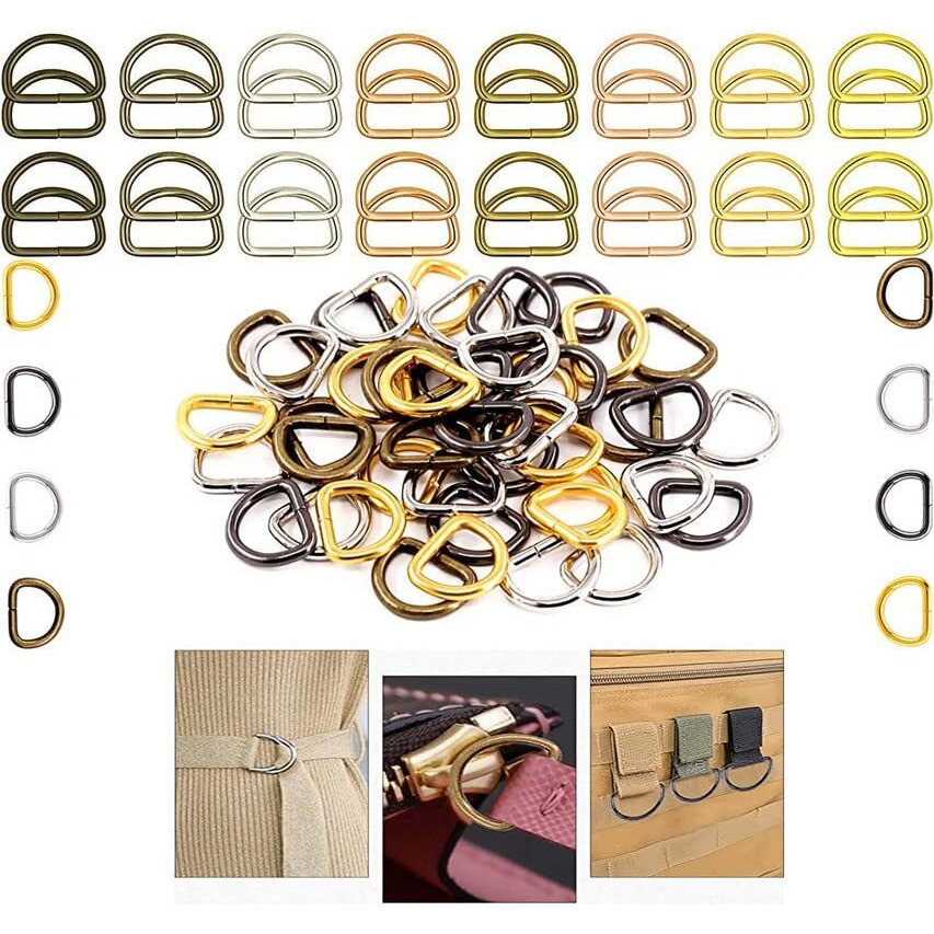 Diy Crafts 10 Pcs, Bronze, Silver Heavy Duty Metal D Ring Non Welded D-Rings Assorted Multi-Purpose Semi-Circular D Ring For Hardware Bags Ring Hand (10 Pcs, Bronze)