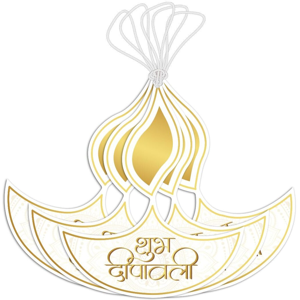 Festiko Shubh Dipawali Gold Foil Gift Tags (Pack Of 20) For Happy Diwali Gift Hamper