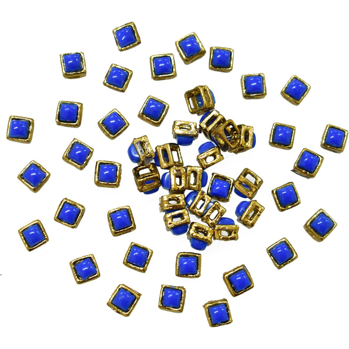 Embroiderymaterial Sew On Beads/Rhinestones/Kundan Stones Mirrors For Craft Work, Embroidery Work, Jewellery Work, Aari Work, Maggam Work Etc (Square Shape, Blue Color, 6Mm, 50 Pieces)
