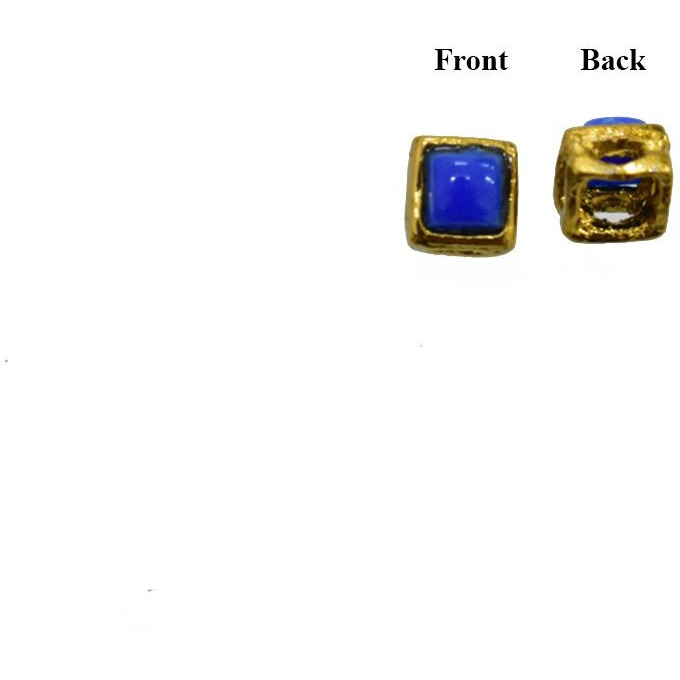 Embroiderymaterial Sew On Beads/Rhinestones/Kundan Stones Mirrors For Craft Work, Embroidery Work, Jewellery Work, Aari Work, Maggam Work Etc (Square Shape, Blue Color, 6Mm, 50 Pieces)