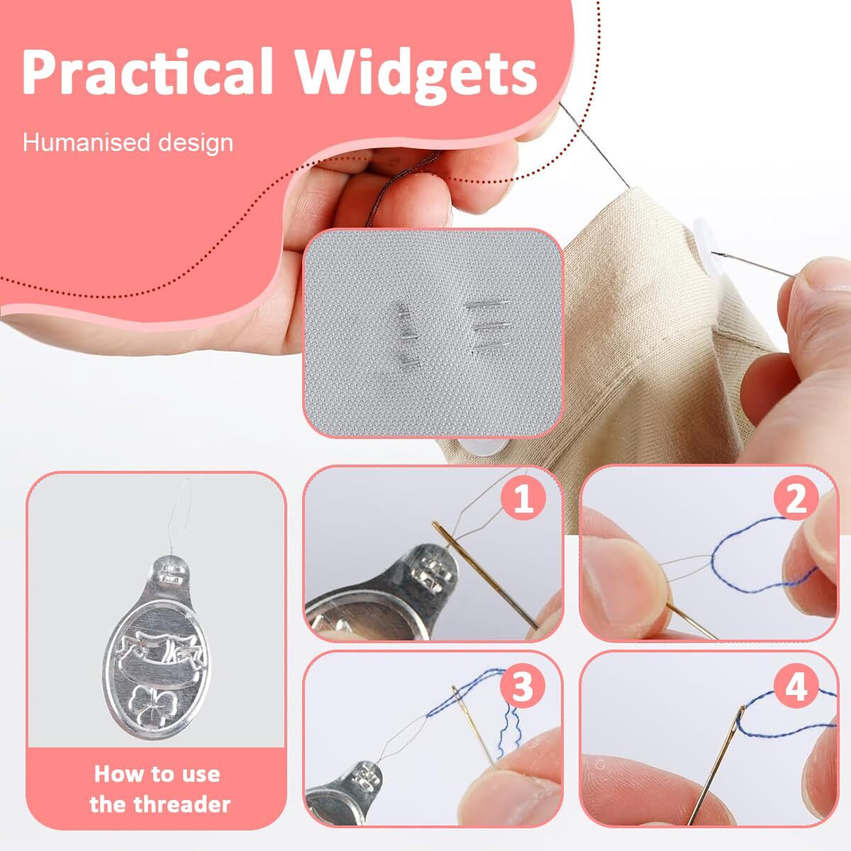 Elephantboat 2Pcs Pocket Sewing Kit Basic Sewing Kit With Needles, 8-Color Threads, Threader, Scissors, Bodkin, Pins, Travel Sewing Kit With Storage Case, Multi Purpose Easy Sewing Kit