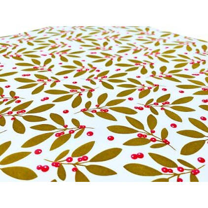 Kidsy Winsy Christmas Printed Tissue Wrapping Paper | 20X20 Inches, 18Gsm, Xmas Cherry Leaves | Gift Wrap Roll, Premium Paper Sheets, Bag Filler & Box Packaging, Packing & Decorations (60 Sheets)