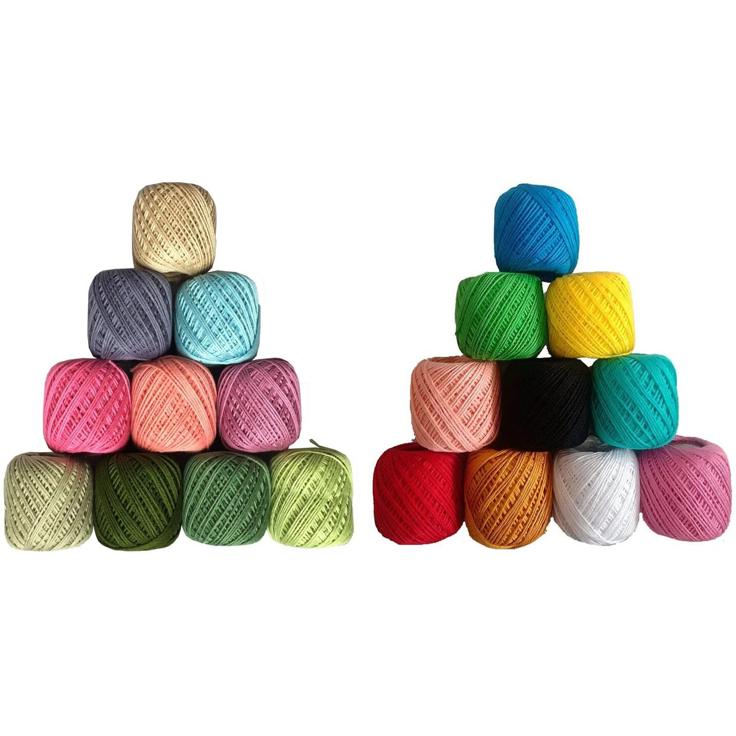 Homeistic Applience Crochet Cotton Tatting Thread Yarn For Knitting And Craft Making Combo 35 To 40 M Approximate And Thread Size Is 1 Mm (2Nd Light + 3Rd Regular Multicolor, Pack Of 20)