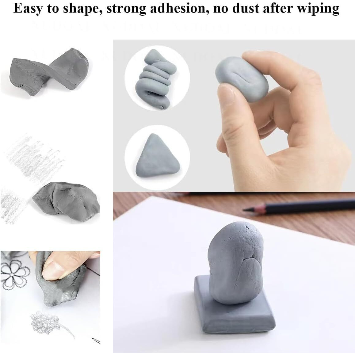 Qatalitic 8 Pcs Kneadable Art Eraser, Soft, Durable, Charcoal Cleaning, Lightening, Correction Of Drawing Eraser, Ideal For Students, Adults, Sketching, Art, Fineart, School And Office Use