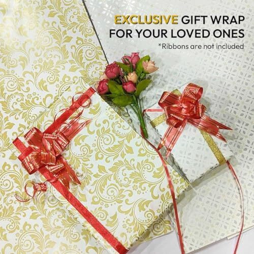 Ofixo (Md-105) Gift Wrapping Paper, Gift Paper, Roll, Gift Papers Sheets, Gift Cover Rapping Paper, Gift Packing Paper Sheet For Gift Packing (Mix Design - Pack Of 6 With 6 Ribbon & 6 Sticker)