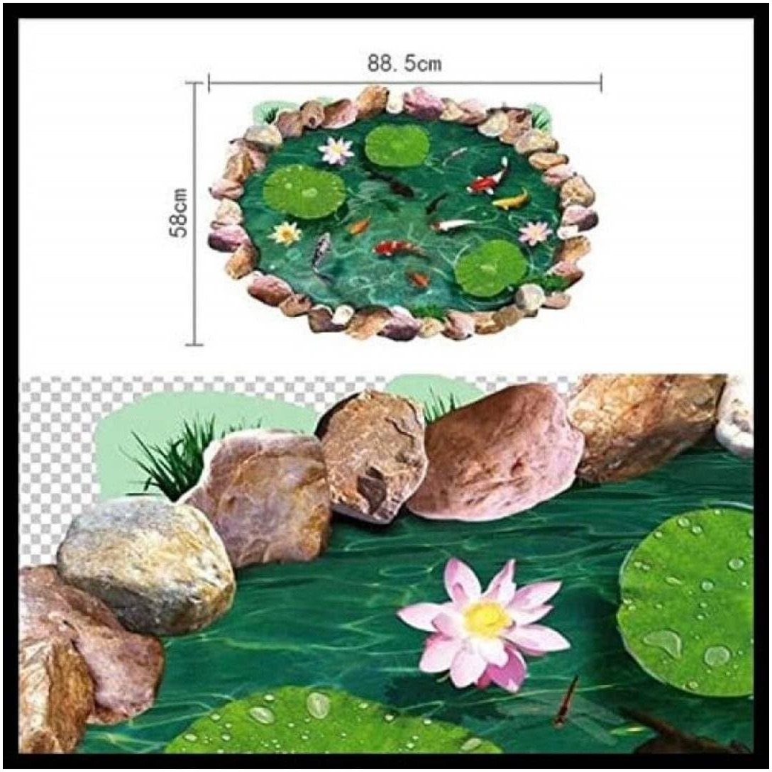 Jaamso Royals Wall Three-Dimensional Lotus Pond Design Self Adhesive Peel And Stick Wall Sticker For Wall Decor And Home Decor (Pvc Vinyl, 90 Cm X 60 Cm, Decorative Stickers)