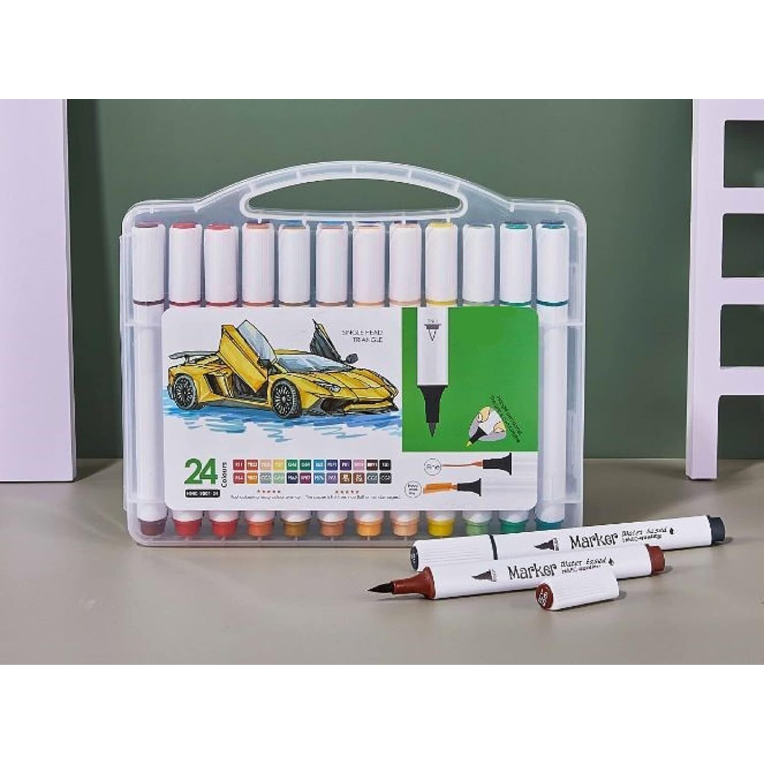 Nizomi 24 Pc Color Master Markers Watercolor Soft Flexible Brush Tip Pens Set - Fine & Broad Lines, Vibrant Colors For Kids And Adult Painting Sketching Calligraphy Drawing