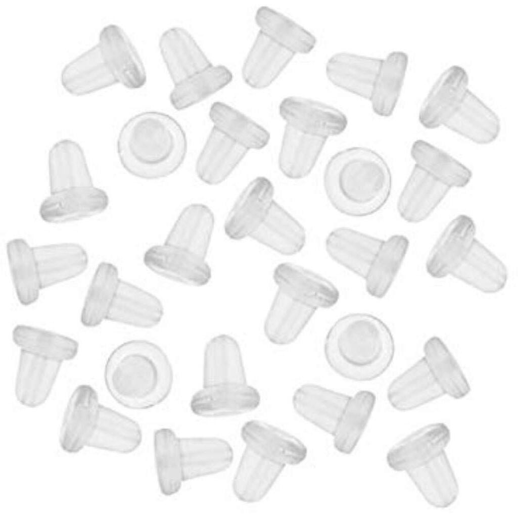 Diy Crafts Pack Of 2 Pcs, Earrings Back, Clear Rubber Soft Plastic Anti-Allergic Silicon Safety Stud Earrings Back (Pack Of 2 Pcs, Earrings Back)