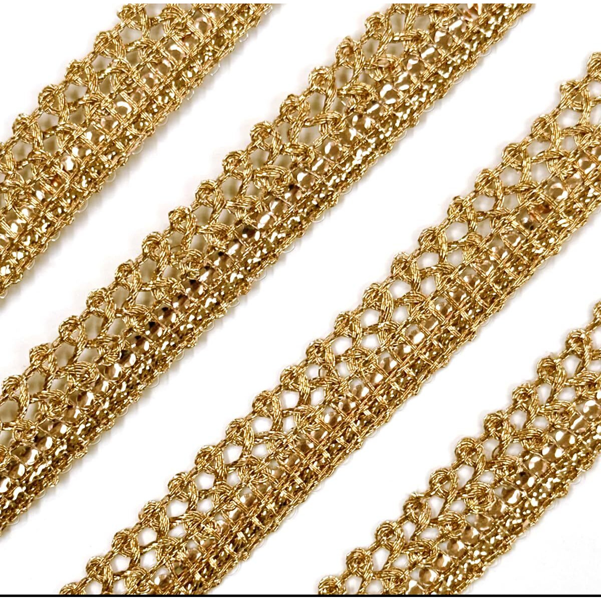 Embroiderymaterial Zari Lace With Shining Sequence Sitara For Saree Border, Blouse, Dupatta Border, Lehenga, Kurti Etc (18 Meters, Gold, 10Mm Wide)