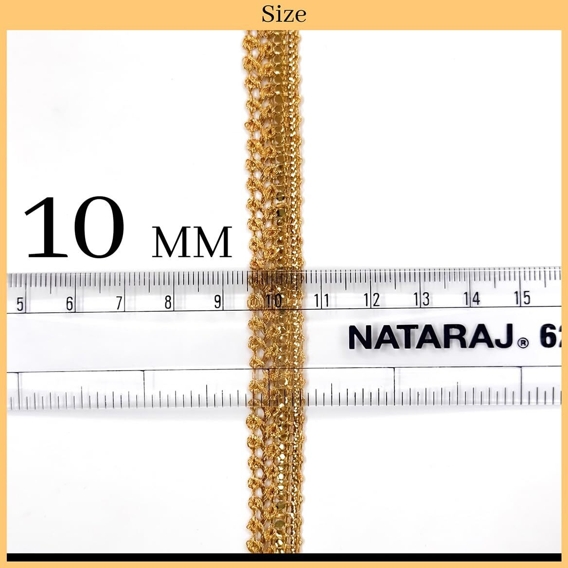 Embroiderymaterial Zari Lace With Shining Sequence Sitara For Saree Border, Blouse, Dupatta Border, Lehenga, Kurti Etc (18 Meters, Gold, 10Mm Wide)