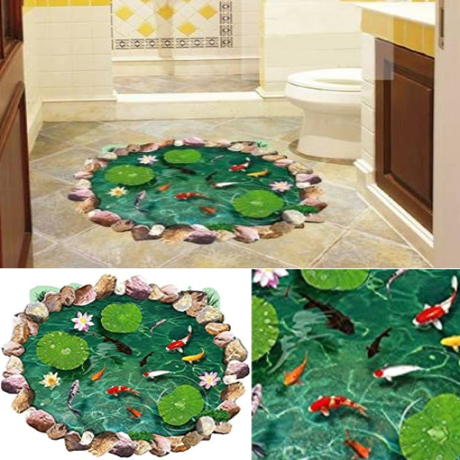 Jaamso Royals Pvc Vinyl Wall Three-Dimensional Lotus Pond Bedroom Home Decor Wall Sticker (90Cm X 60Cm)