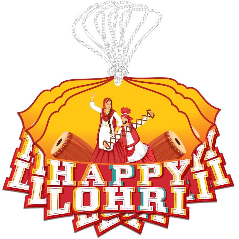 Festiko 24 Pcs Happy Lohri Gift Tags With String, Lohri Tags, Lohri Gift Wrapping Tags, Lohri Gift Packaging Tags, Lohri Labels With String