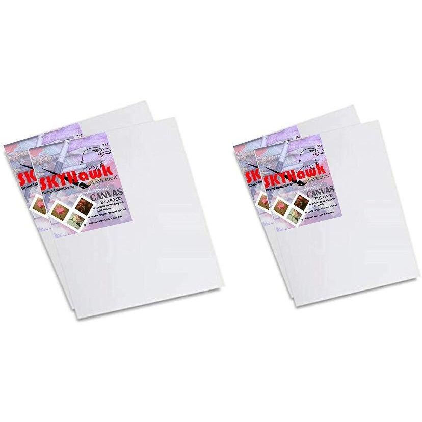 Skyhawk Cotton Medium Grain Primed Canvas Board (Set Of 4) (10 X 12)