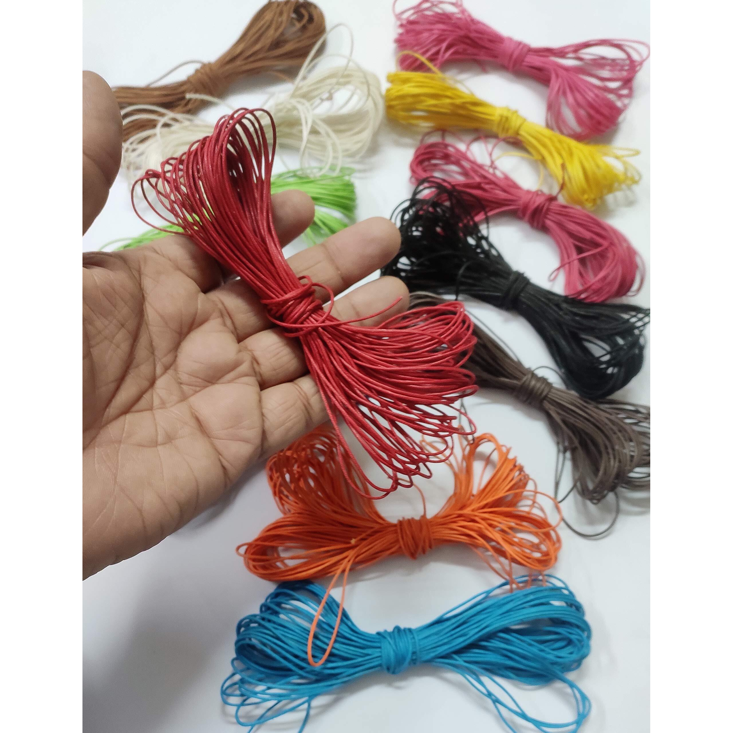 Omx Total 120 Mtr (10 Mtr Each Colour - 12 Colours) Size-0.5Mm Thick Waxed Cotton Cord Thread Beading String For Jewelry Making (Set No 1)