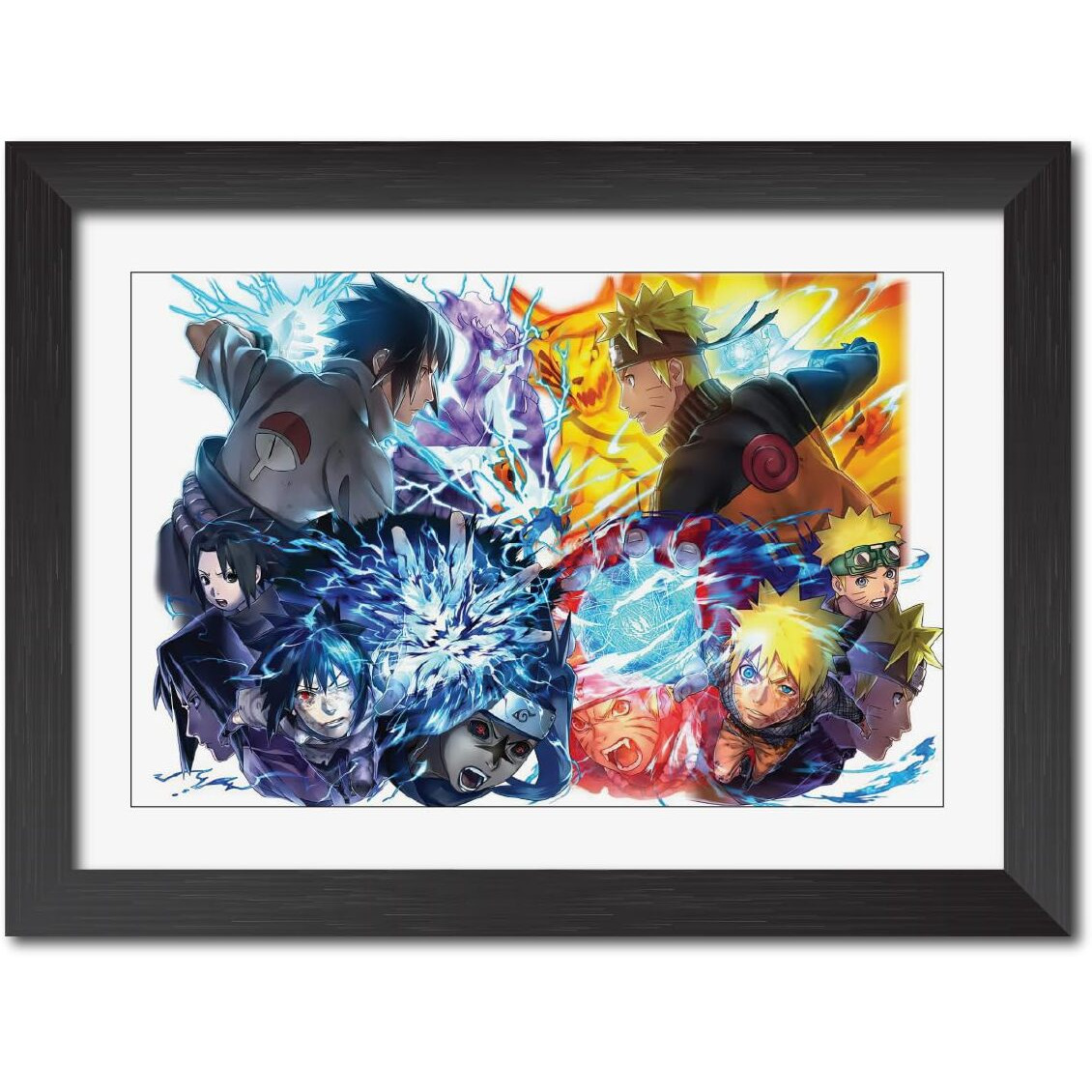 Tenorarts Naruto And Sasuke Uchiha Poster Naruto Anime Laminated Poster Framed Paintings With Matt Finish Black Frame (12Inches X 9Inches)