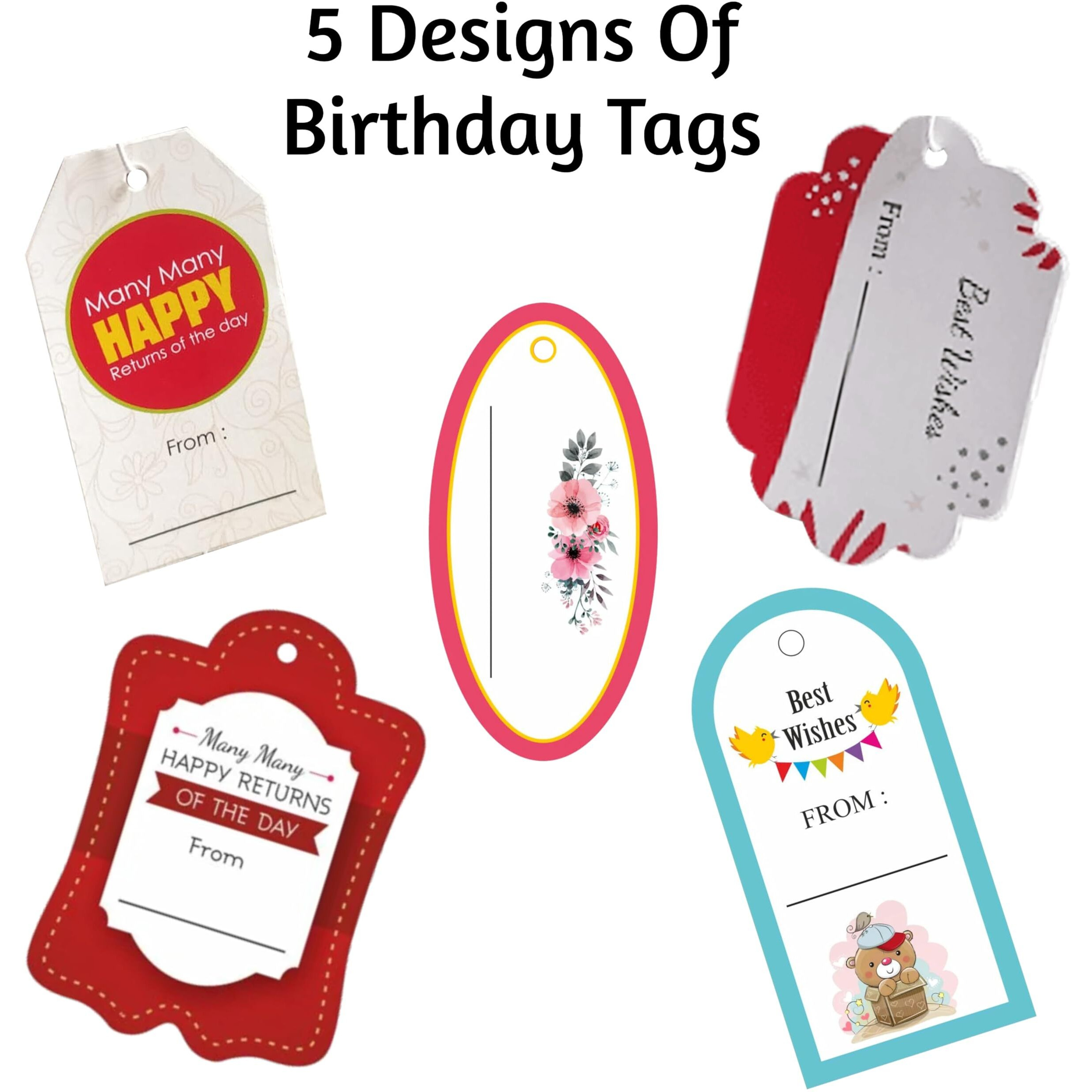 Toyxe Adorable Gift Tags For All Occasions 5 Design Pack Of 20 Pieces