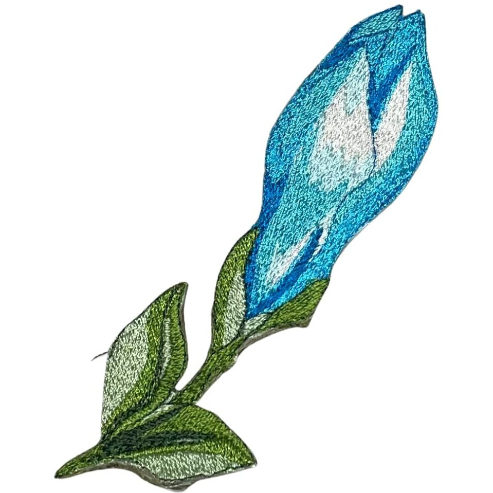 Garaan - Machine Embroidered Applique, Embroidery Patch, Sew On Patches, Diy Projects, Magnolia Small Bud Blue (Pack Of 6)