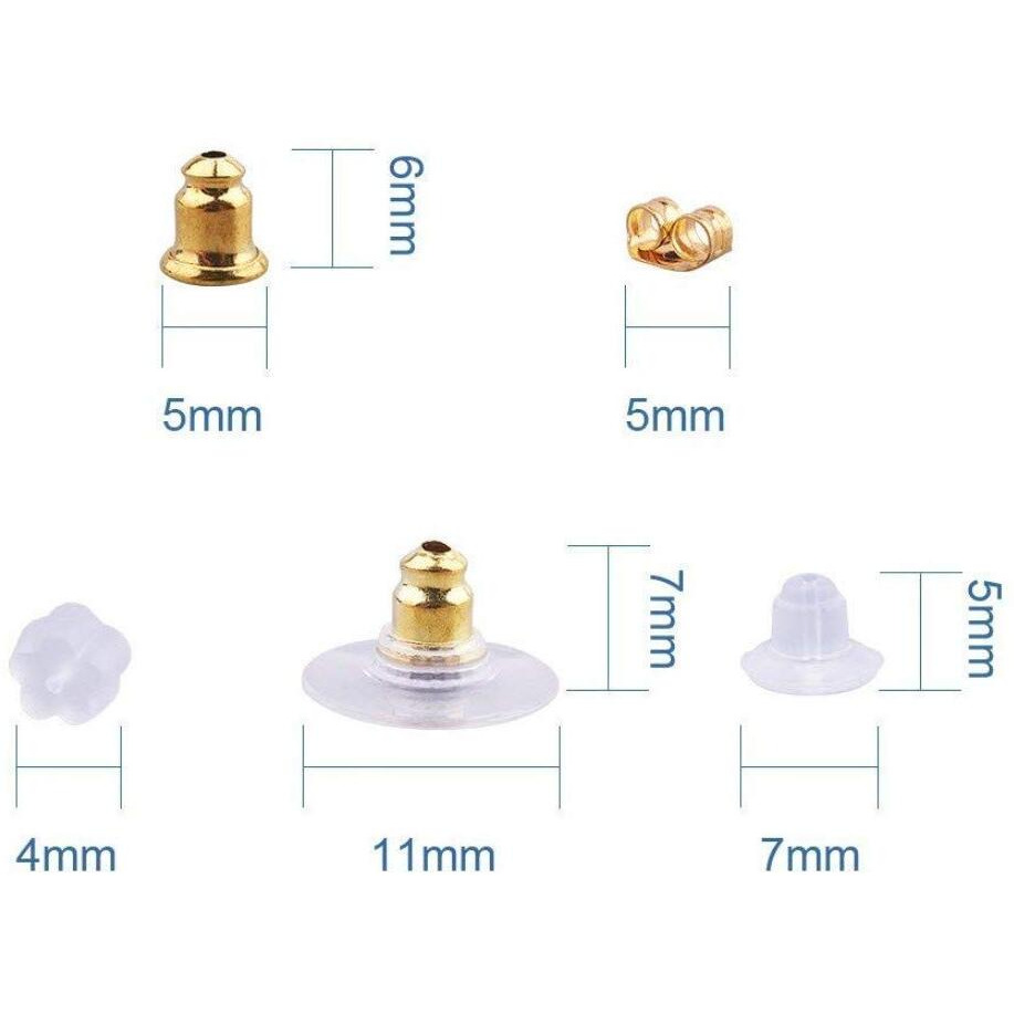 Diy Crafts Pack Of 2 Pcs, Plastic Earnut Earring, 5 Style Brass And Plastic Earnut Earring Studs Sets Gold Abou (Pack Of 2 Pcs, Plastic Earnut Earring)