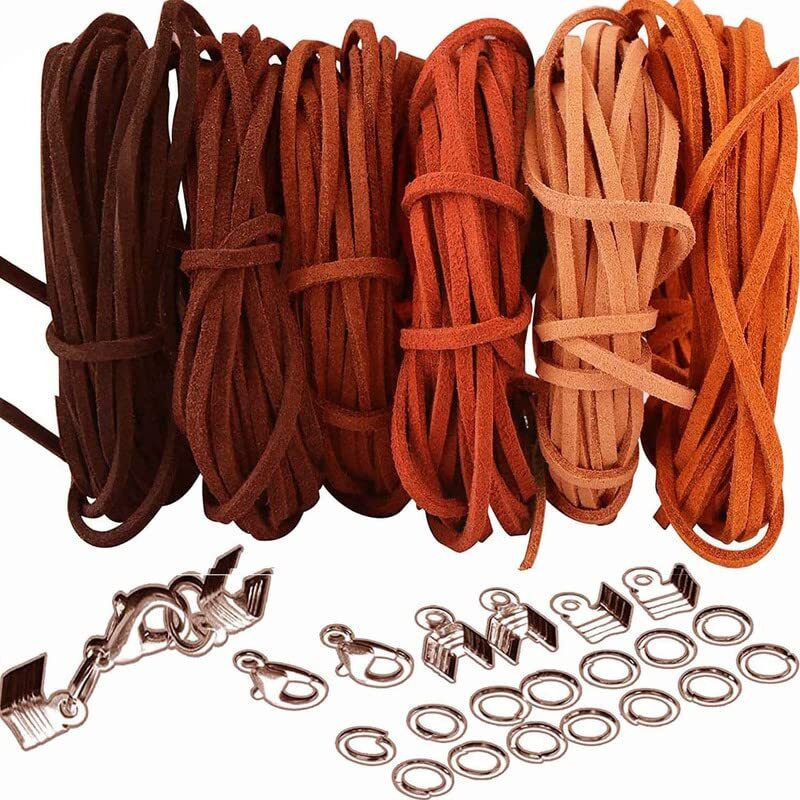 Diy Crafts 1X Set, Silver, Faux Leather Cord Suede Cord String Rope Thread Kit/Set, For Jewelry Making Beading Necklace Bracelet Craft Leather Cord Ends, Faux Leather Co (1X Set, Silver)