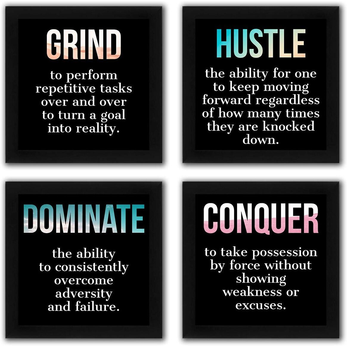 Interio Crafts Motivational Posters For Wall Decor (Set Of 4 Set 3)