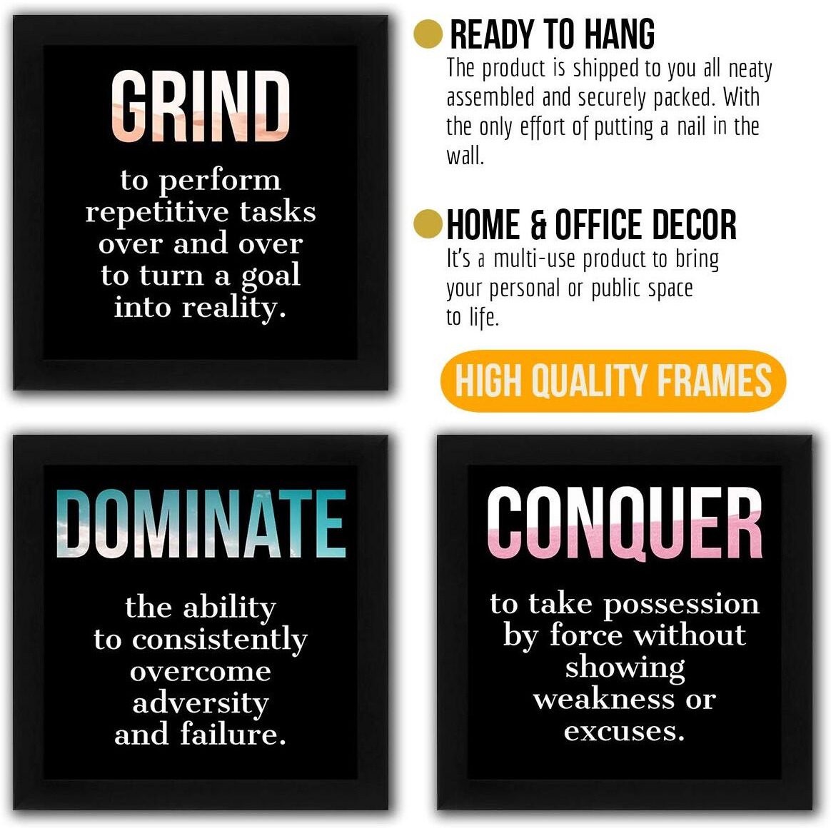 Interio Crafts Motivational Posters For Wall Decor (Set Of 4 Set 3)