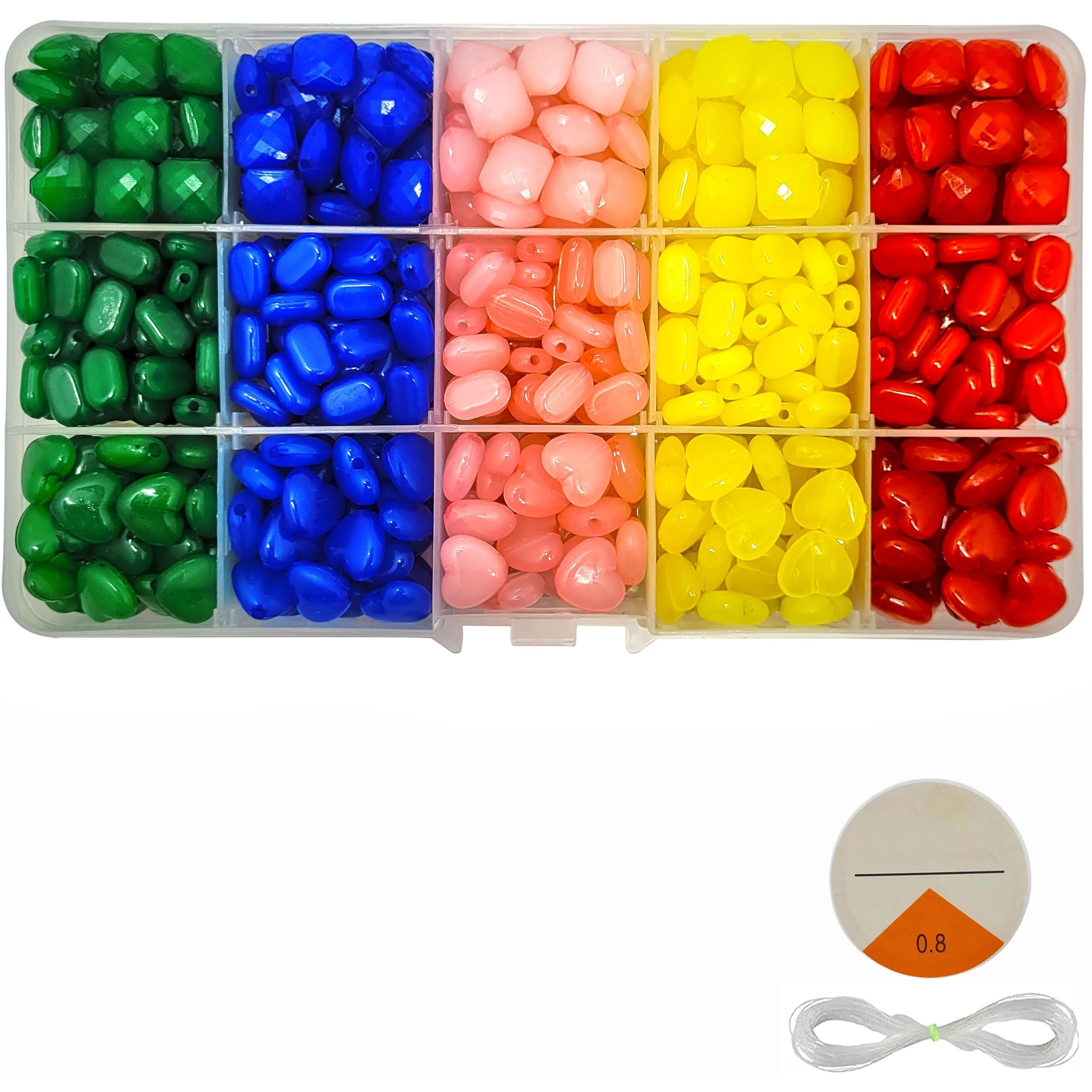 Indikonb Opaque Plastic Beads Set With Storage Organiser Box | Craft Beads For Jewelry Making Supplies | Opaque Acrylic Beads For Diy Crafts, Jewelry, And Accessories (Heart + Squre+ Tablet)
