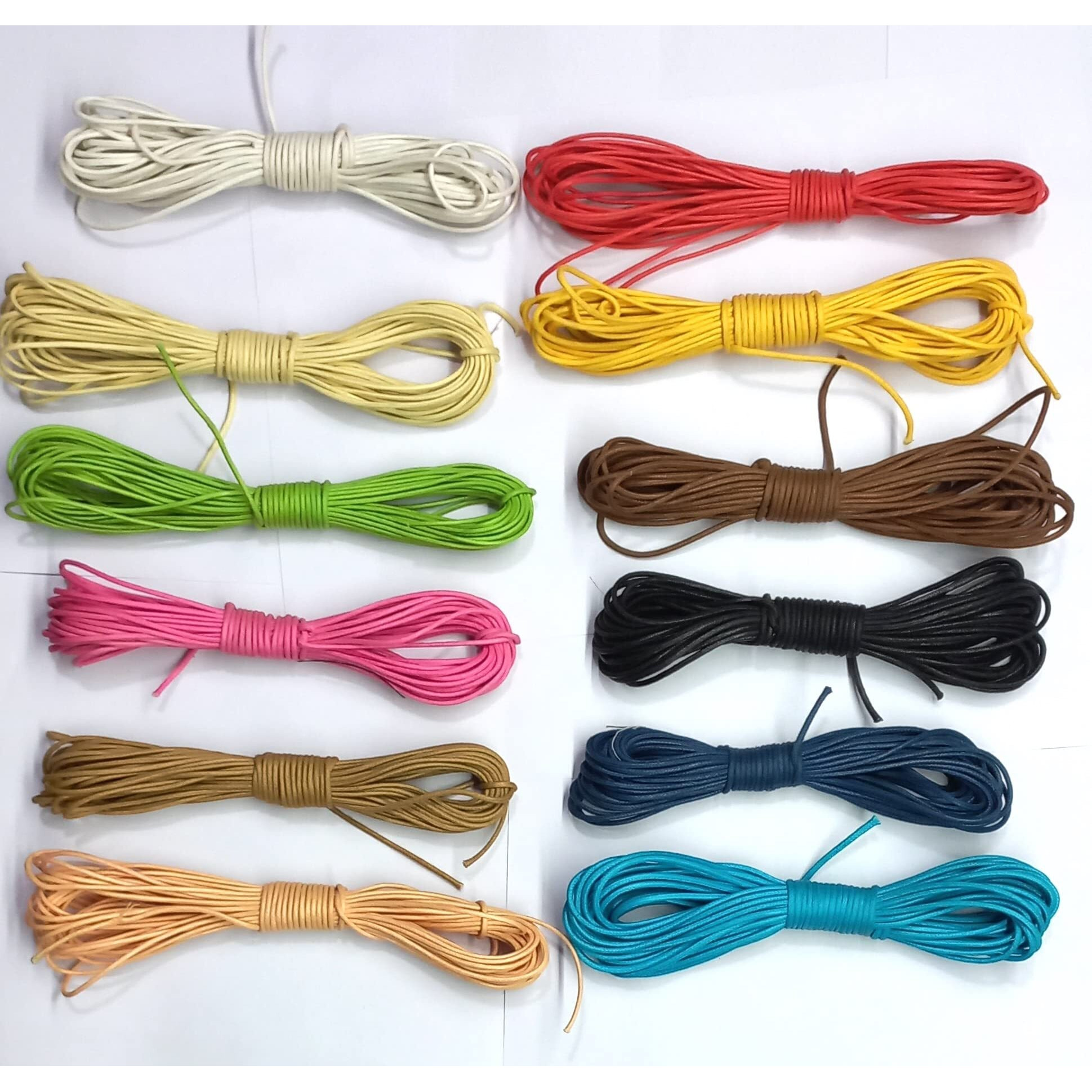Omx,10 Mtr Each Colour, Waxed Cotton Cord, Waxed Thread Braided Strings For Craft Making, Diy, Beading, (12 Colur, 10 Mtr Each, 2 Mm Thick)