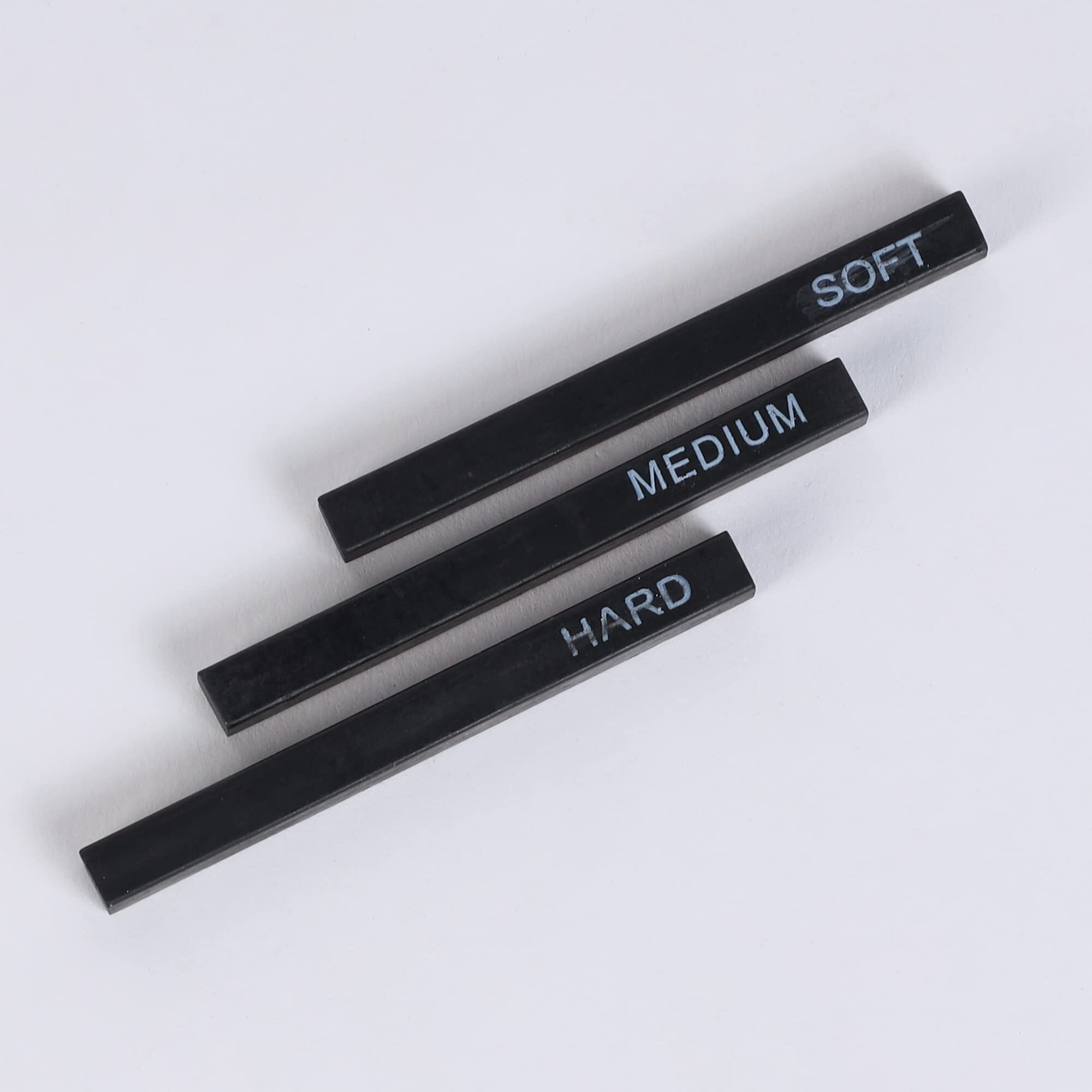 Artright 6 Pcs Compressed Charcoal And Graphite Stick Set For Drawing & Sketching - 6 Assorted Charcoal Sticks (2 Hard, 2 Medium, 2 Soft) For Artists & Professionals - Black