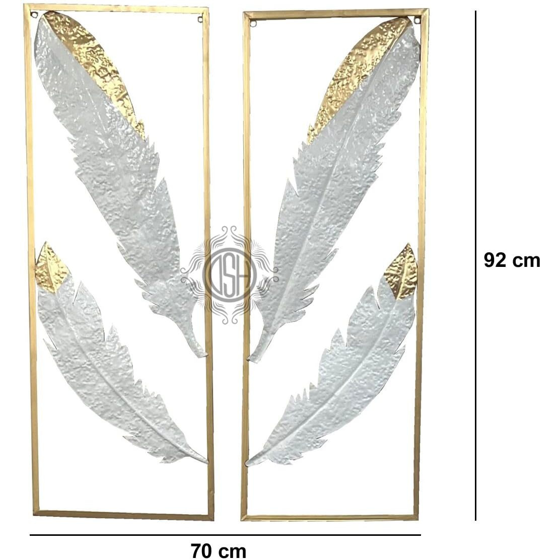 Dsh Metal Wall Art Wall Sculptures Hanging Perfect For Home Decorations Living Room Bedroom. (39-Feather-2P)