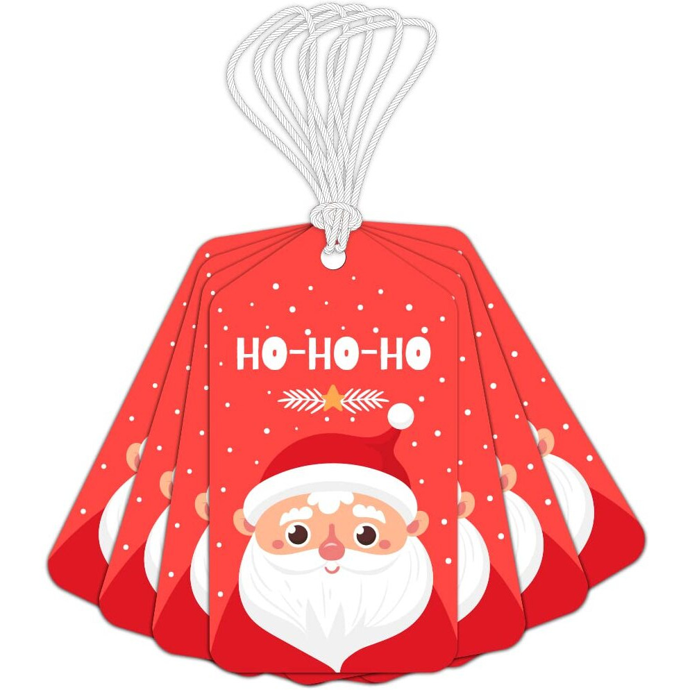 Festiko Christmas Gift Tags, Christmas Theme Gift Tags,Xmas Santa Ho-Ho-Ho Gift Tags Hanging Label For Diy Christmas Gift Wrap And Label Package Pack Of 6 Pcs (Red)
