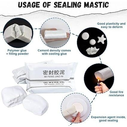 Araa Pava Household Waterproof Sealant Mastic, Household Wall Hole Repair Mending Mud Sealant Sealing Repair, Fill Holes, Cracks, Gaps And Voids Around Windows, Doors, Pipes, Outlets, Vents