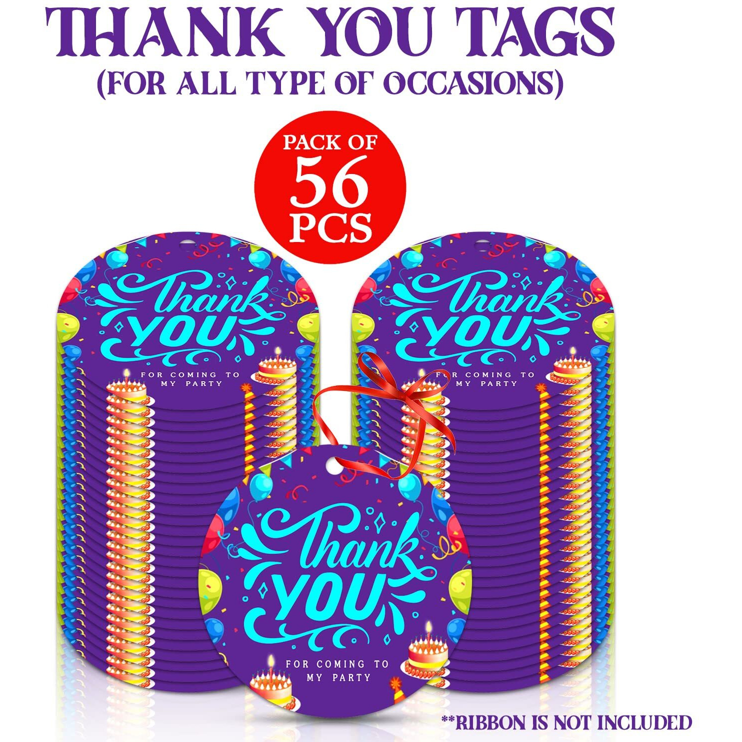 Zyozique Thank You Tags,Multicolour Round Gift Tags With String For Wedding Birthday Party Baby Shower (Pack Of 56)