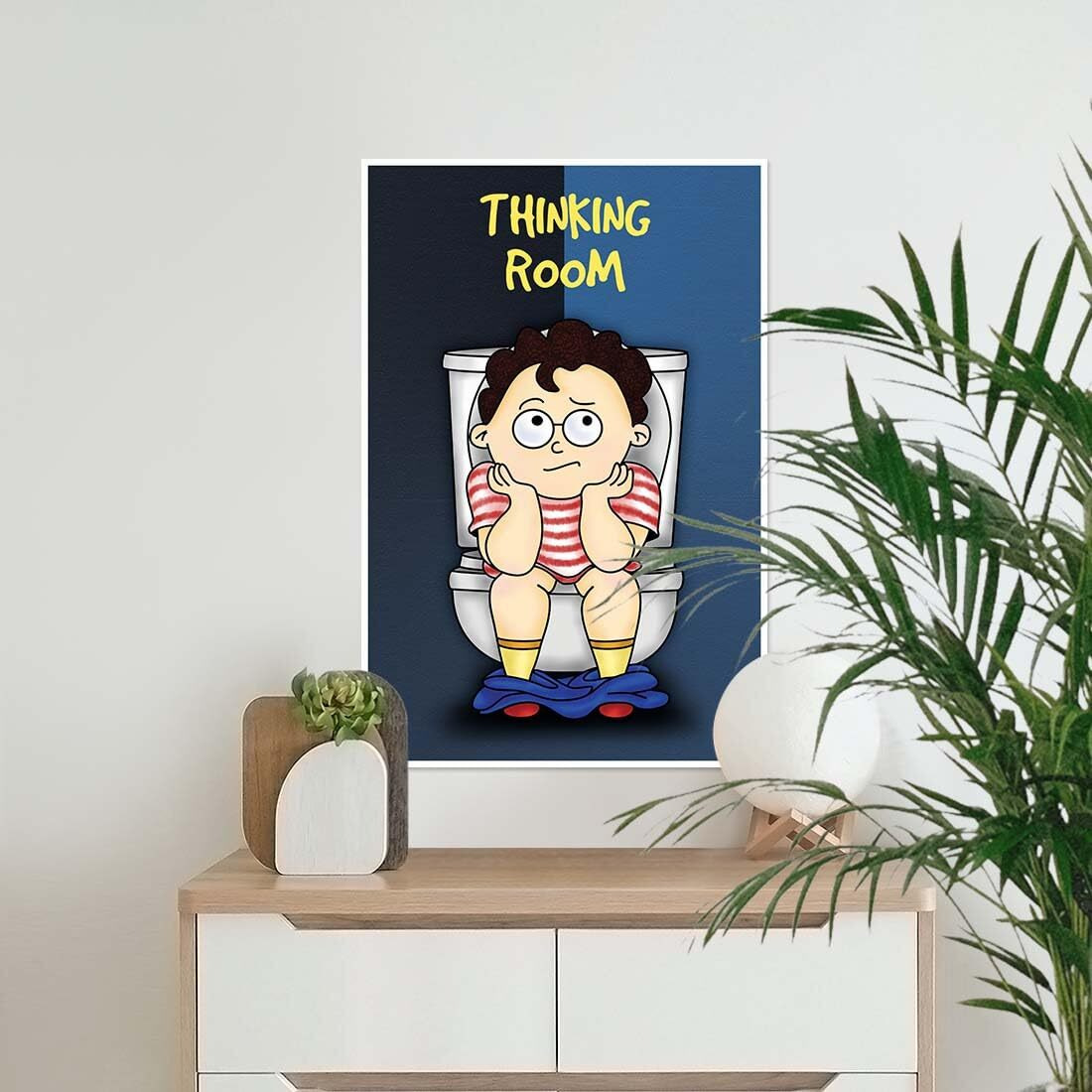 Artinkart- Thinking Room, Washroom Posters For Wall, Funny Posters For Bathroom, Toilet, Door (Paper, 12X18 Inch, Multicolor, Unframed)