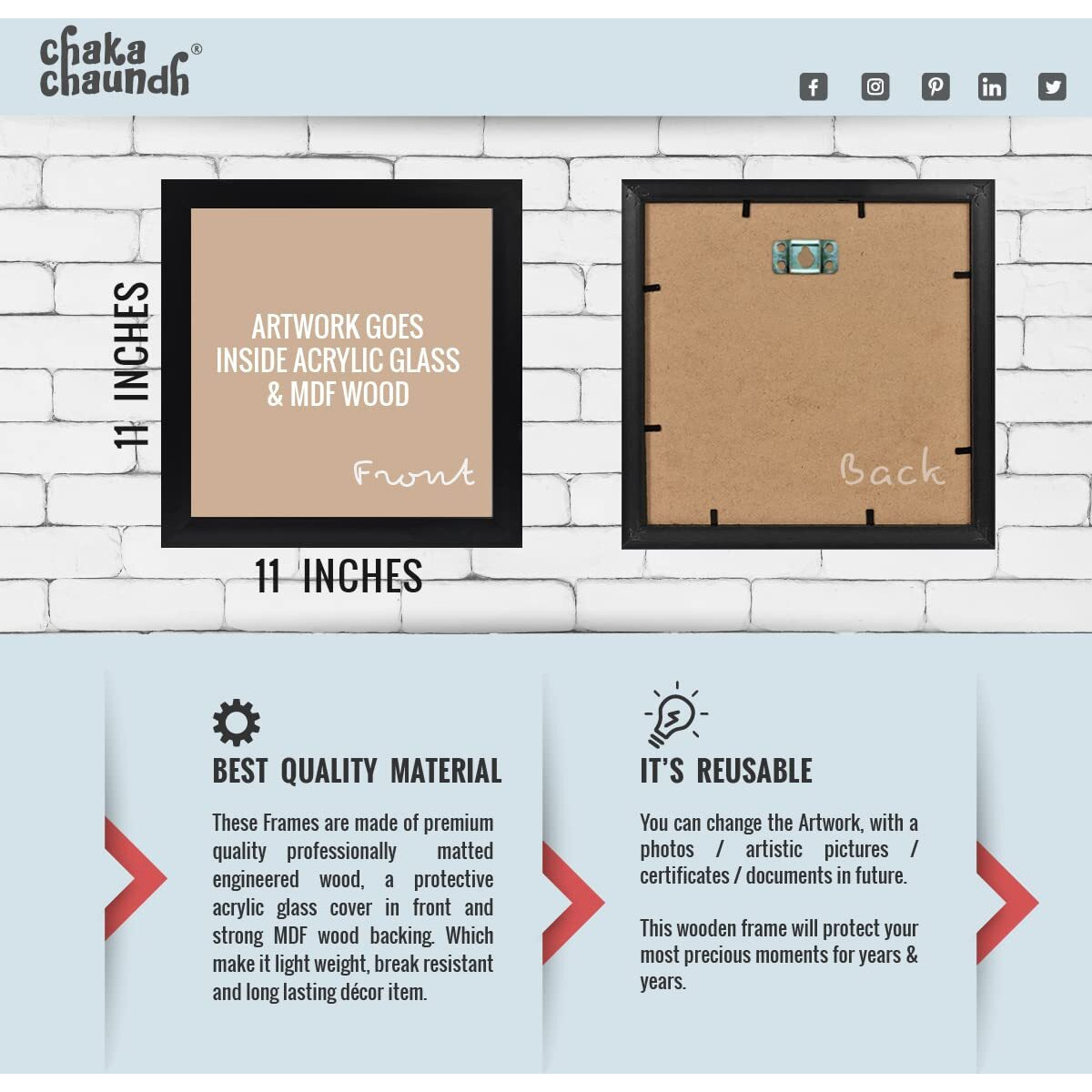 Chaka Chaundh Acrylic - Saloon Wall Frames - Saloon Wall Poster - Beauty Parlour Wall Decoration Framed Posters - Hair Salon Wall Decoration Posters - (11 X 11 Inches) Set Of 4