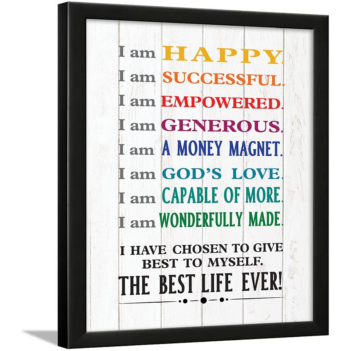 Chaka Chaundh Engineered Wood - Affirmations Posters Positive Affirmations Frames - I Am Affirmation Posters (13.6 X 10.6 Inches)(White)