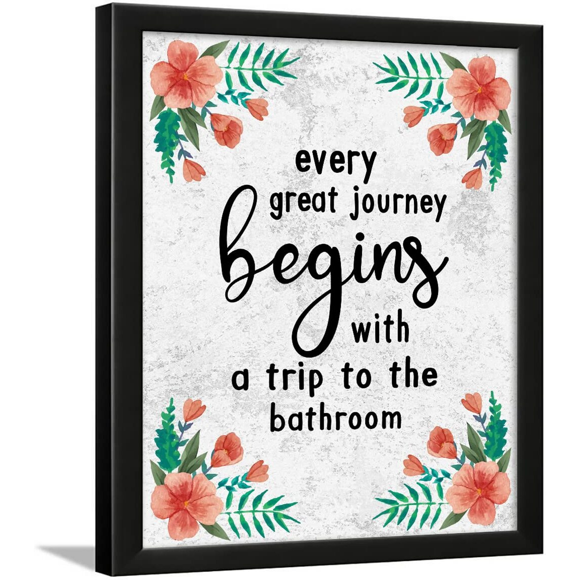 Chaka Chaundh - Bathroom Posters With Frame - Bathroom Quotes Framed Posters - Washroom Quotes Frames - Toilet Quotes Wall Hanging - (14 X 11 Inches) (Floral)