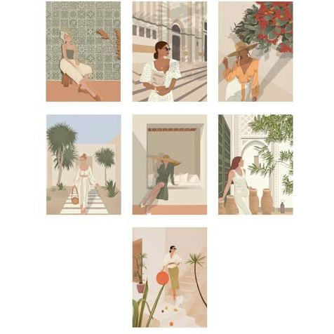 Unquote Wall Dcor Art Posters Collections Set Of 15 (6X8 Inch) Wall Collage Kit, Aesthetic Posters - Home & Room Dcor Stickers, Posters For Room Decoration, 300 Gsm Paper Posters For Gifts With Double Sided Tape Roll (Women Illustration)