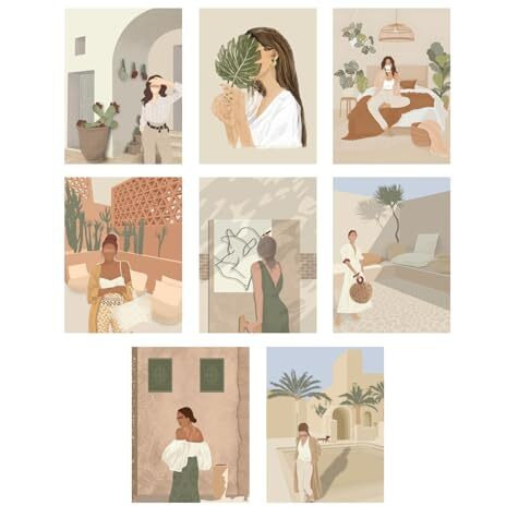 Unquote Wall Dcor Art Posters Collections Set Of 15 (6X8 Inch) Wall Collage Kit, Aesthetic Posters - Home & Room Dcor Stickers, Posters For Room Decoration, 300 Gsm Paper Posters For Gifts With Double Sided Tape Roll (Women Illustration)