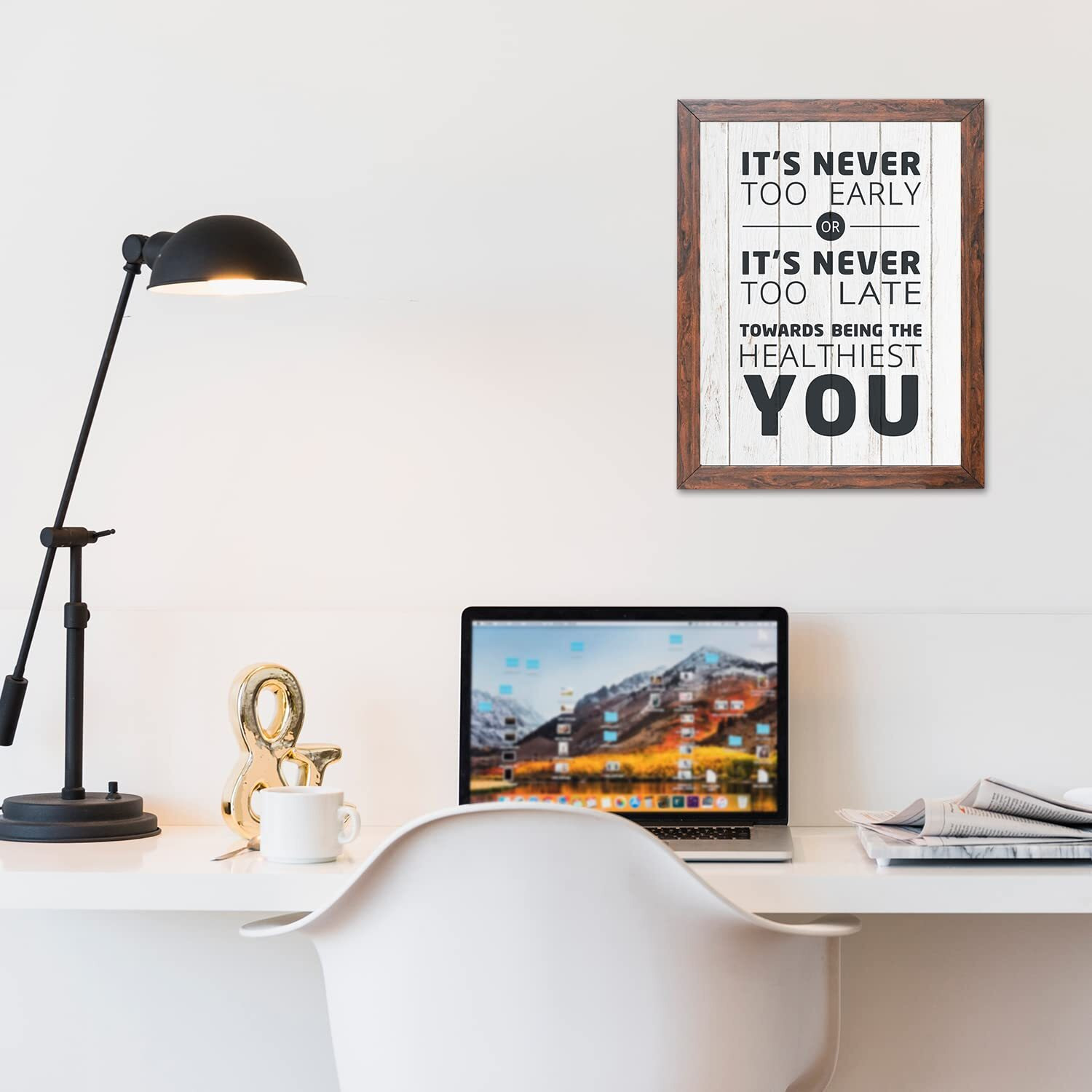 Chaka Chaundh- Health Quotes Wall Frames Decoration - Health Motivation Wall Poster For Diagnostic Center, Path Lab & Hospitals - (14 X 11 Inches) (Its Never Too - White)