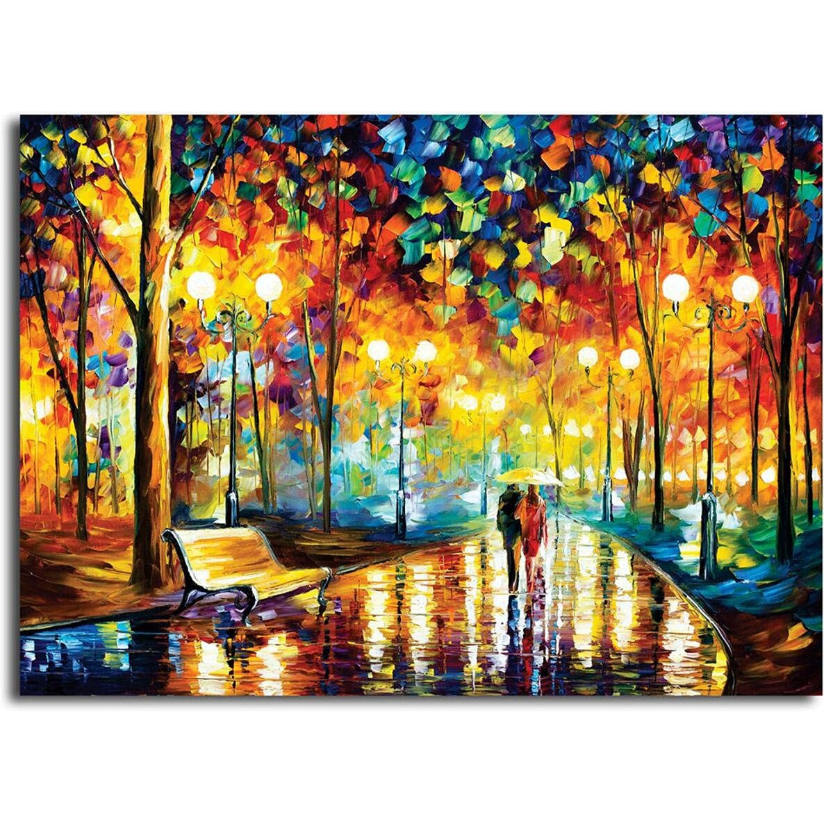 Pixelartz Canvas Painting - Down The Park - Modern Art - Palete Knife Art - Without Frame