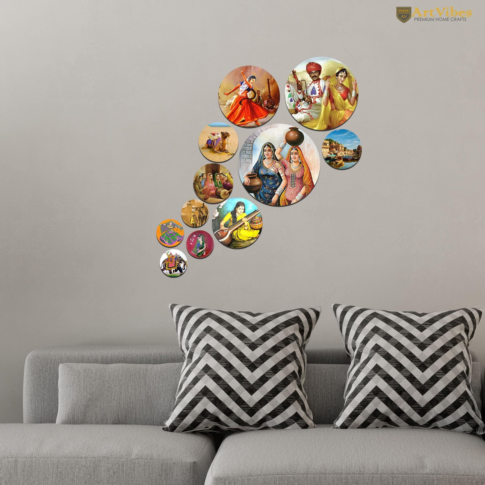 Artvibes Decorative Mdf Wooden Wall Hanging Decoration Item For Home | Office | Gift | Decor Art | Livingroom, Bedroom | Stylish Modern Artwork (Wps_132N) Pack Of 11 Pieces