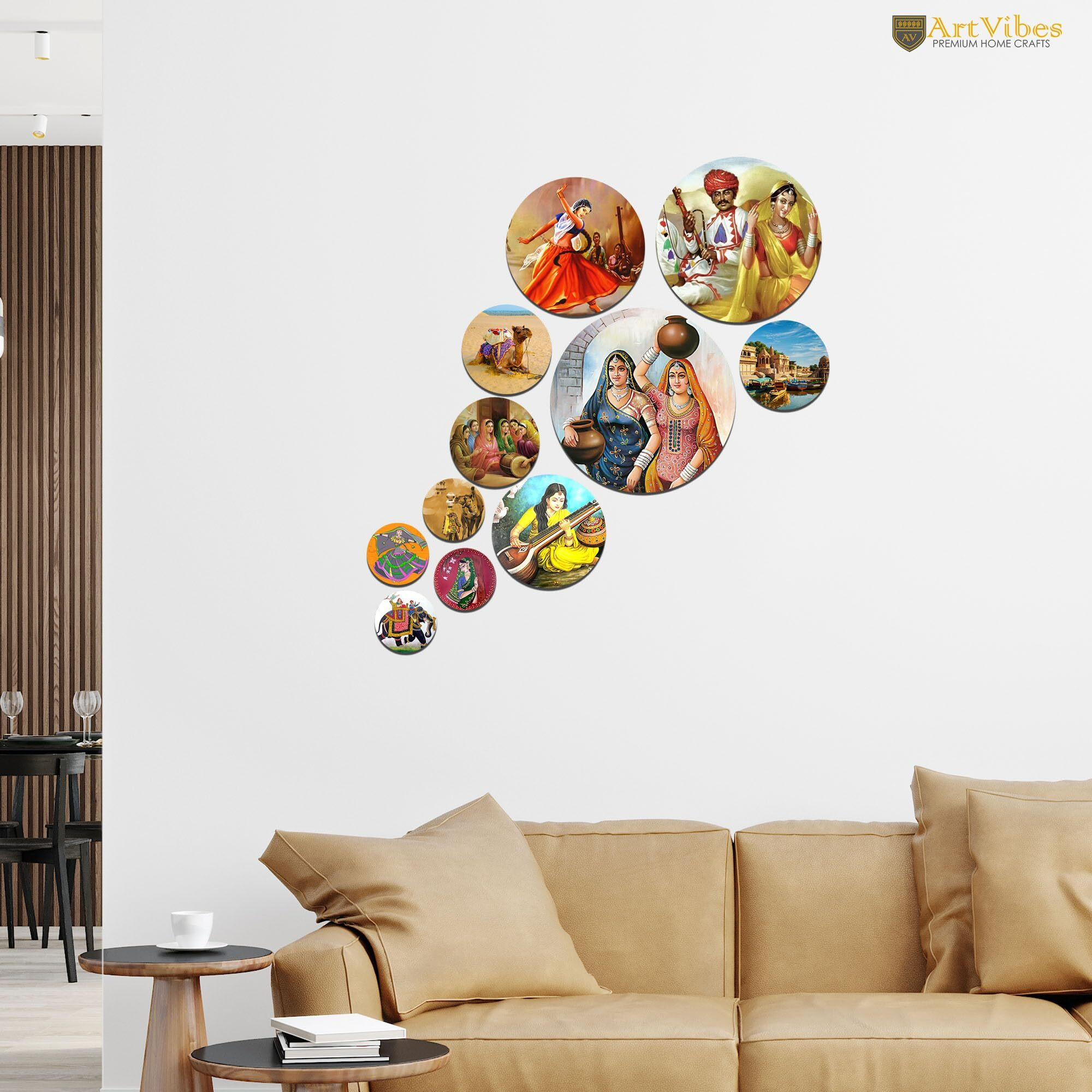 Artvibes Decorative Mdf Wooden Wall Hanging Decoration Item For Home | Office | Gift | Decor Art | Livingroom, Bedroom | Stylish Modern Artwork (Wps_132N) Pack Of 11 Pieces