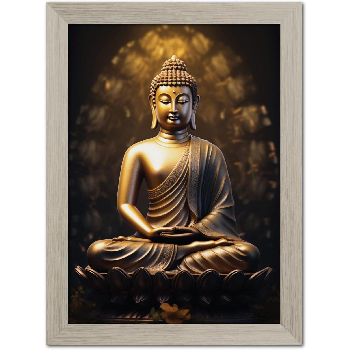 Tenorarts Gautam Buddha Photo Frame Vastu Abstract Modern Art Framed Aesthetic Wall Painting With White Wooden Texture For Living Rooms Bedroom Office - Wall Paintings/Hangings (12Inches X 9Inches)