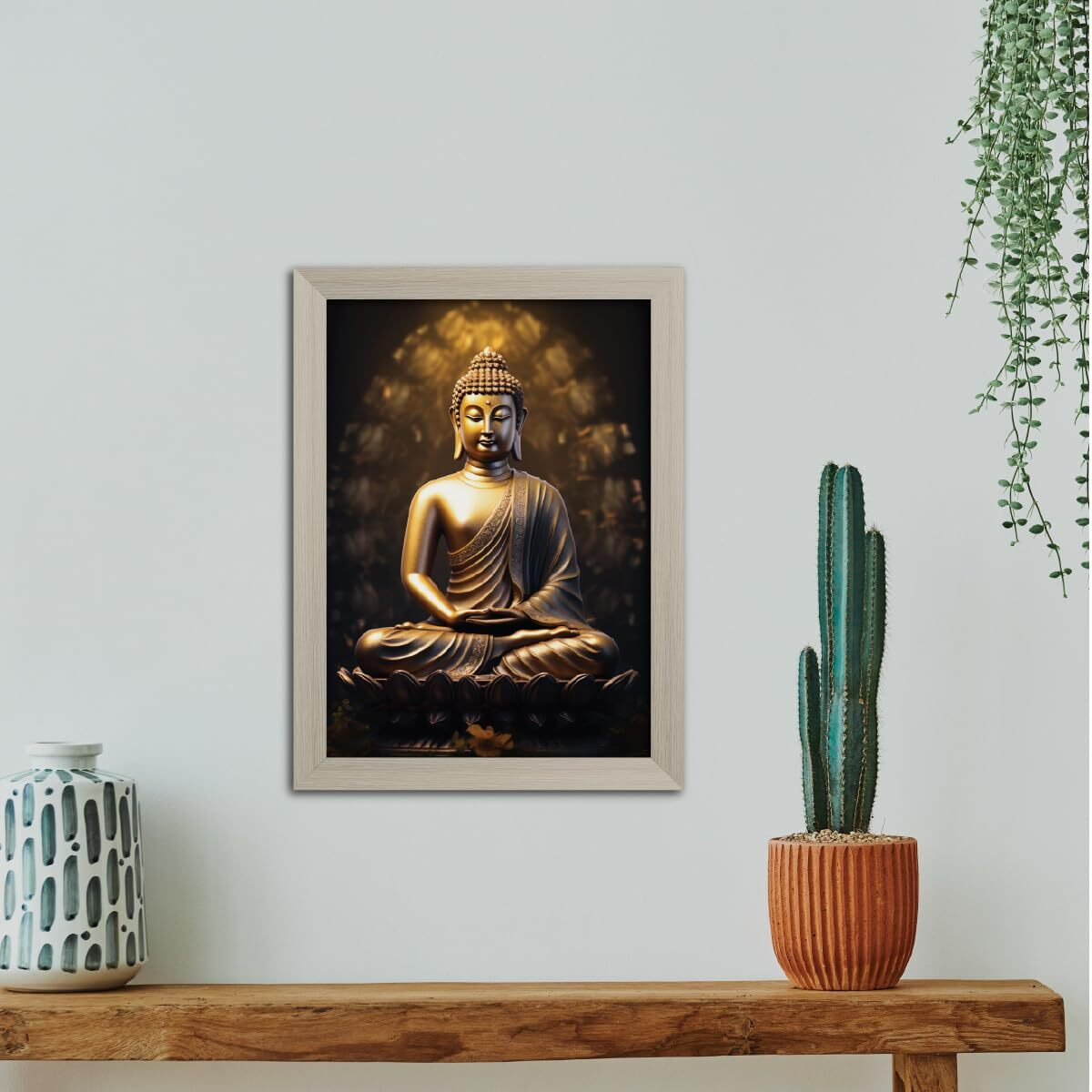 Tenorarts Gautam Buddha Photo Frame Vastu Abstract Modern Art Framed Aesthetic Wall Painting With White Wooden Texture For Living Rooms Bedroom Office - Wall Paintings/Hangings (12Inches X 9Inches)
