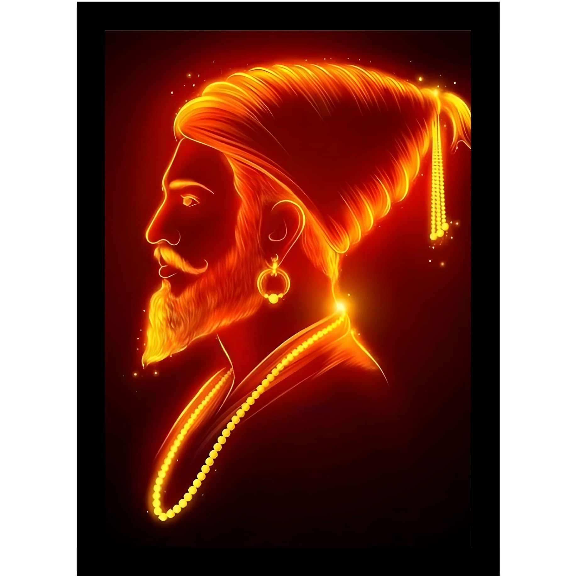Divaframes Chatrapati Shivaji Maharaj Photo Frame - 10X14 Inch, Black Wooden Frame - Shivaji Maharaj Painting, Wall Art, Home Decor For Living Room (Ds-S-M-19)