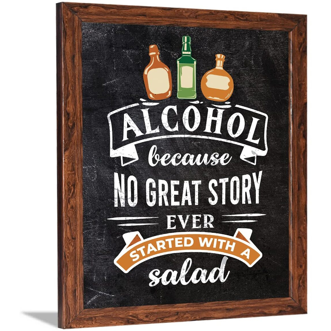 Chaka Chaundh Engineered Wood - Alcohol Quotes Framed Poster For Bar Decor - (14 X 11 Inches)