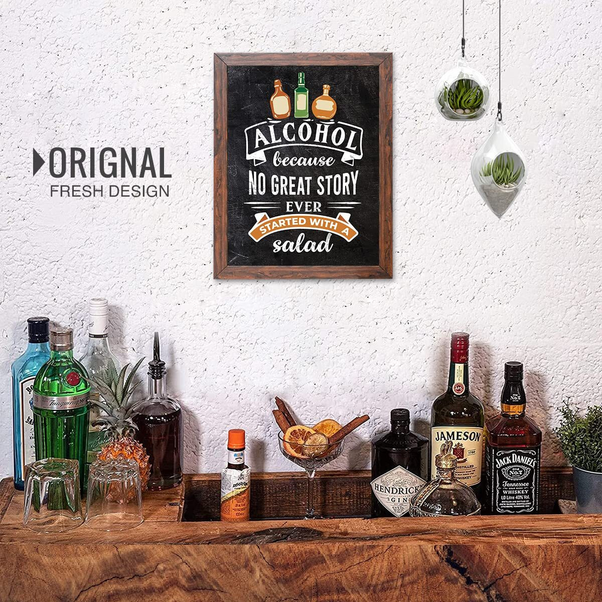 Chaka Chaundh Engineered Wood - Alcohol Quotes Framed Poster For Bar Decor - (14 X 11 Inches)