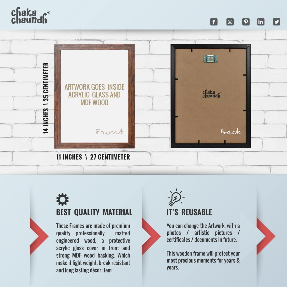 Chaka Chaundh Engineered Wood - Alcohol Quotes Framed Poster For Bar Decor - (14 X 11 Inches)
